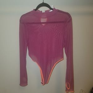 Magenta and Orange Mesh Body Suit